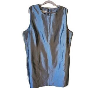 Larry Levine Sleeveless Sheath Dress Shimmer Blue Gray Lined Career – 20W